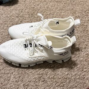 Off-White Cream Textured Sneakers